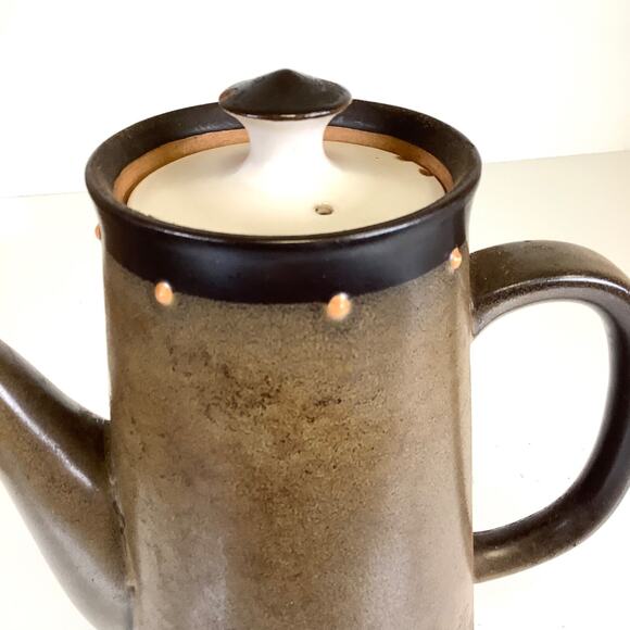 Vtg MCM Dk Olive Green Arts Crafts Stoneware Pitcher +Lid Koyo Kasuga Japan READ - Picture 2 of 9